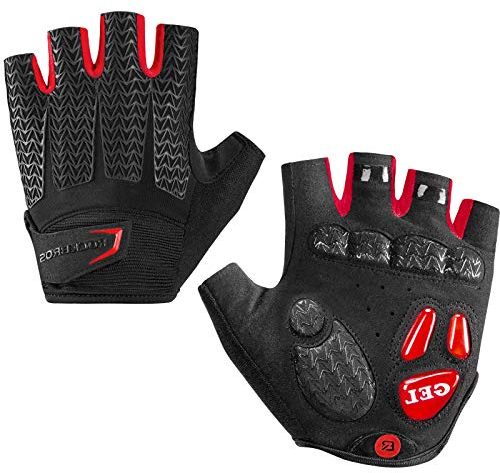 ROCKBROS Fahrrad Handschuhe Damen Herren Halbfinger Fahrradhandschuhe rutschfest Anti-Stoß Laufhandschuhe für Radsport MTB Rennrad Laufen Fitness M-XXL