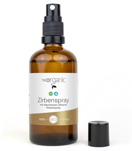 NeoOrganic® Bio Zirbenspray 100ml – natürliches Kissenspray und Raumspray mit naturreinem Bio Zirbenöl (Pinus Cembra Alpes) für einen ruhigen Schlaf – Zirbenspray