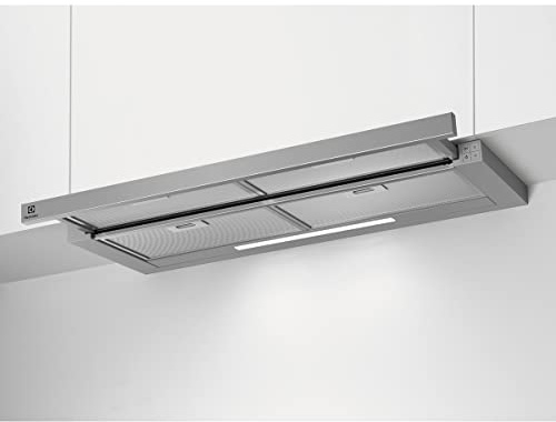 Electrolux LFP419X Hotte aspirante amovible, 90 cm, 3 vitesses, puissance maximale 440 m3/h, contrôle des boutons, lumières LED, filtre à charbon lavable anti-graisse, Inox, classe C