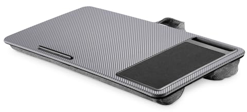 DIGITUS Notebook Kissen - mit Smartphone-Halterung - für 17 Laptops - Laptopunterlage - zum bequemen Arbeiten vom Sofa oder Bett aus - Grau