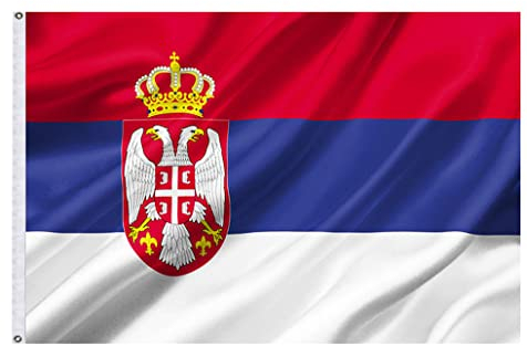 Bandiera Serbia con 2 occhielli in metallo, bandiera serba dai colori vivaci, bandiera nazionale serba decorata in occasione di eventi sportivi, feste, sfilate