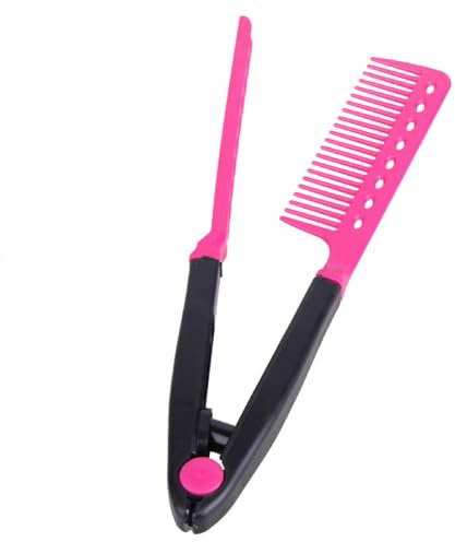 BARAC Peine de pelo Anti-Estática, en Forma V del Pelo Clip Corte Peinado Flequillo Lacio, Herramienta Estilo, para Cabello Salon Peluquería Alisador (Rosa)
