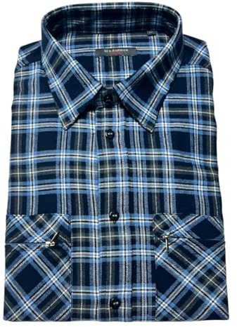 Camicia Flanella Uomo Quadri Camice in Flanella Uomo Regular Fit Casual Tinto Filo 100% Cotone con doppio Taschino sul Petto e Chiusure a Zip Art. MOENA (IT, Testo, XXL, Regular, Regular, 0167)
