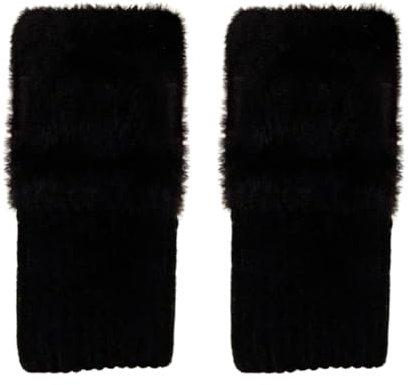 Cozylkx Flauschige Fingerlose Handschuhe Für Damen, Halbfinger-Fäustlinge, Gestrickte Pulswärmer Mit Daumenloch Für Den Winter