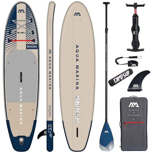 Campsup SUP Aqua Marina Magma 11'2 Floater Aufblasbares Stand Up Paddle Board | 340 x 84 x 15 cm | Surfboard für Einsteiger & Fortgeschrittene mit zubehör | Tragkraft bis 150 Kg