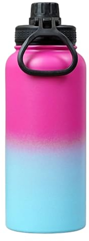 SAMNATE Insulated Stainless Steel coffee Flask - 1L(34oz) Large Capacity thermal flask for Hot and Cold Drinks - Leakproof Travel hot water Flask with Cup for Coffee, Tea, Water (Pinkblue)