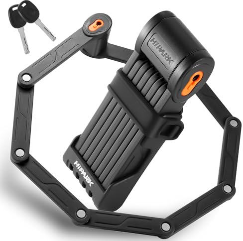 HIPARK Antivol Velo, Antivol Pliable Haute Sécurité, 100cm Cadenas Velo Antivol avec Support Portable et 2 Clés, Antivol Velo Pliable en Alliages à Haute Résistance pour Vélo,Trottinette et Portes