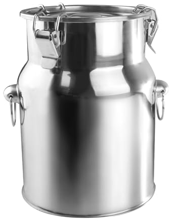 KELUNIS Lata De Transporte De Leche De Acero Inoxidable 201 Cubo De Leche Jarra De Mano con Tapa Sellada, Bote Hermético Almacenamiento De Contenedores De Líquidos para Leche, Vino, Agua,5L