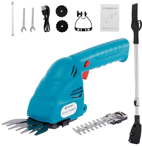 Mini Taglio Bordo Senza Fili con Built-in 2 x 2.0Ah Batteria & Tagliasiepi Batteria 7.4V, 2 in 1 Dimensioni Siepe Elettrico con Palo Telescopico, Vita Bordo Wireless con Tipo-C di Ricarica