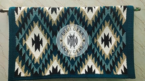 EQUIGEAR Western Show Horse Satteldecke aus neuseeländischer Wolle, Western-Design, handgefertigte Satteldecke, Wollpolster, Sensor Flex (Anpassung möglich) AQ114 (34 x 38)