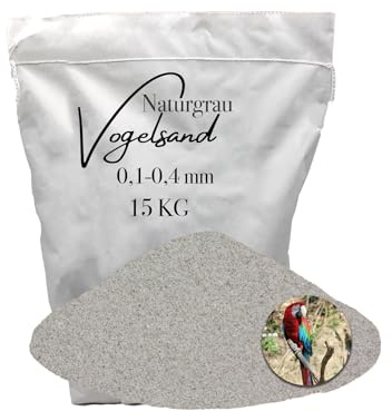 Aquagran 15kg Vogelsand 0,1-0,4 mm ohne Zusatzstoffe wie Anis und Grit grau keimfrei qualitativ hochwertig Bodengrund für Käfige