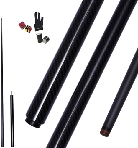 OKHEALING Profi Billardqueue T700 aus Kohlefaser, 145 cm, Anschluss mit 8 Zähnen aus Edelstahl, kleiner Kopf 3/4 für Billardtische, Sport