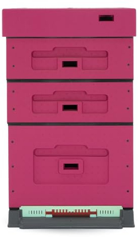 LYSON Bienenbeute Styropor Dadantbeute Dadant Blatt Beute OPTIMA Bienenstock-Set mit niedrigem Varroa-Kunststoffboden (DUNKELROSA) für die Selbstmontage (Passende Rahmen:47×43,5x30cm;47×43,5x15,9cm)