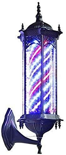 VAESAZDSZ Lámpara de Pared para Exteriores con Poste de barbería, Poste de barbería con luz LED de 27 Pulgadas, Estilo Retro, con Rayas giratorias e iluminadas