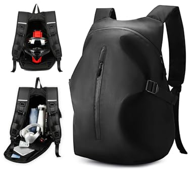 WEPLAN Motorrad Rucksack Wasserdicht Herren Damen Helm Rucksack Motorrad Rucksäcke Helmrucksack Motorradhelm Reise Rucksäcke Leicht Herren Motorradrucksack Motorcycle Backpack Helmtasche,Schwarz