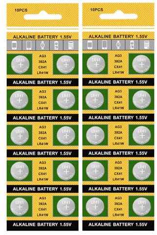 Morain Lot de 20 piles bouton AG3/736/LR41 pour montres et jouets - Longue durée de vie