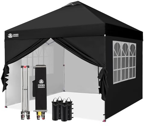 CROWN SHADES Pavillon 3x3 m Pop-Up wasserdicht mit 4 Seitenteilen | Pop up Gartenpavillon UV Schutz 50+, Partyzelt Für Outdoor Camping, 3-Fach Höhenverstellbar, Pavillion mit Tragetasche
