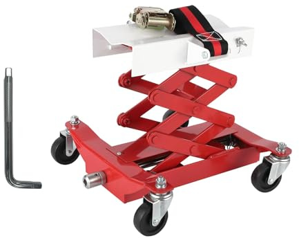 450 Lbs Capacity Adjustable Low Profile Transmission Jack - Heavy-Duty Auto Repair Lifting Transmission Jack, Lifts from 7 to 23 for Smooth Transmission Replacement (Red)