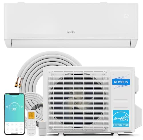ROVSUN 12,000 BTU Smart WIFI Mini Split AC/Heating System with Inverter & APP Control, 24 SEER2 Ductless Split Air Conditioner with Pre-Charged Condenser, Heat Pump & Installation Kit, 230V