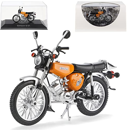 Ixo Simson S 51 Sahara Braun 1980-1990 DDR Mokick Moped 1/24 Atlas Modell Motorrad mit individiuellem Wunschkennzeichen