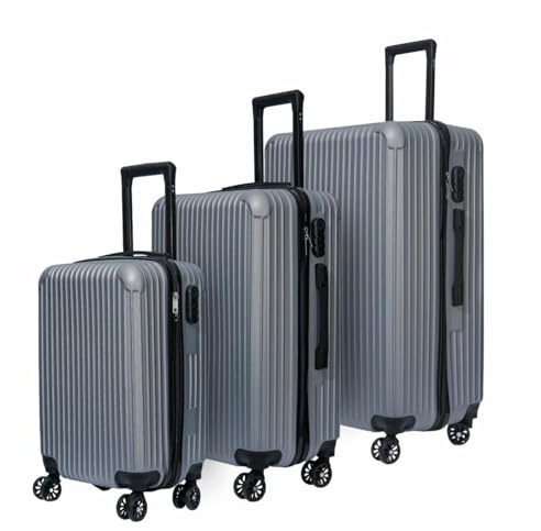 DASCK Juego de 3 Maletas de Viaje Gris | Trolley ABS Semirrígidas | 4 Ruedas Dobles 360° | Cerradura de Combinación | Apilables y Ligeras