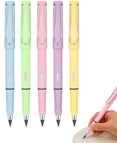 FUGLUS 5 piezas Lapiz Infinito, Lápiz Infinito, Lapiz Eterno Portátil Reutilizable Borrable, Lápiz Eterno para Escuela, Oficina, Dibujo