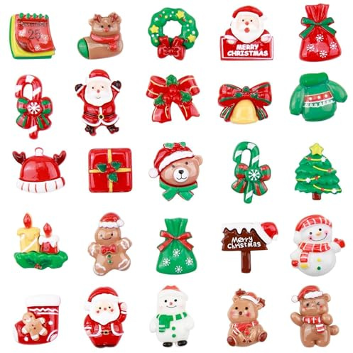 25 Figurines Miniature de Résine Père Noël, Mini Figurine Sapin de Noël Figurine Noel Objet de noël Mini Bonhomme Décoration pour pour Cadeau Colis Cartes de Vœux Enfant Loisirs Créatifs