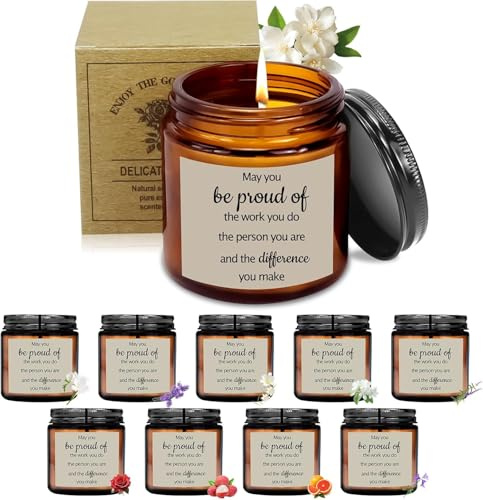 Lot de 10 bougies parfumées dans un pot en verre - 100 g - Cadeau de remerciement pour les employés - Cadeau d'appréciation pour les femmes, soyez fier de la différence - Bougies pour équipe
