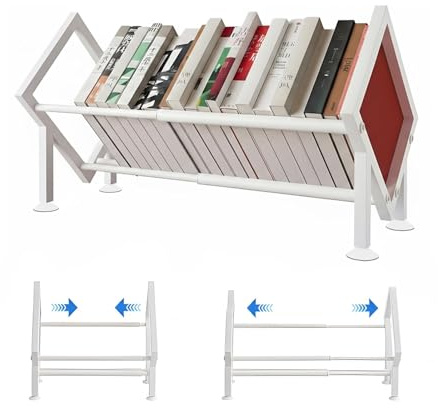 Estantería Escritorio, Librería Pequeña Retráctil, Organizador de Libros | Librería infantil compacta, mini estantería metálica para libros, Bookshelf que ahorra espacio en escritorio y despacho