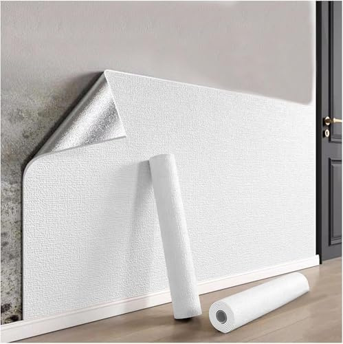 Générique Papier Peint Isolant Thermique Et Résistant à L'humidité en Rouleau,Autocollant, Imperméable pour Murs Intérieurs,pour La Protection Et La Décoration des Murs,pour Cuisine,Blanc,50x1000cm