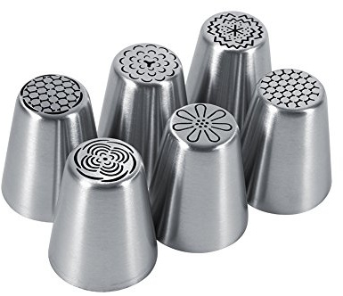 Aumotop Douilles de Glaçage pour Gâteaux aux Fleurs, Embouts de Décoration Professionnels en Acier Inoxydable pour la Cuisson DIY, 6 Pièces Desserts et Gâteaux