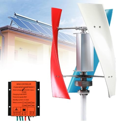 HYZHANHONG Generatore Eolico Verticale 4000W Kit 12V - 220V 3 Pale Mulino a Vento Maglev Adatto per Illuminazione di Cortili e Giardini (Basso Rumore),12V