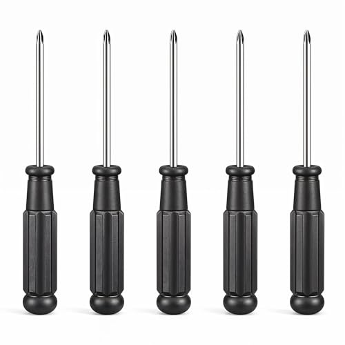 5 Pcs Small Phillips Screwdriver, 2.5mm Cross Head Screwdriver with Black Non-Slip Handle Mini Phillips Screwdrivers 3.62(92mm) Total Length (Non-Magnetic)
