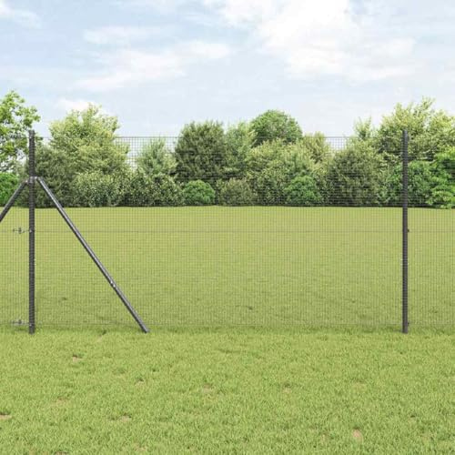 Clôture en fil soudé gris robuste pour jardin extérieur, panneau grillage rigide 5000 x 100 cm, barrière palissade avec fixation poteau
