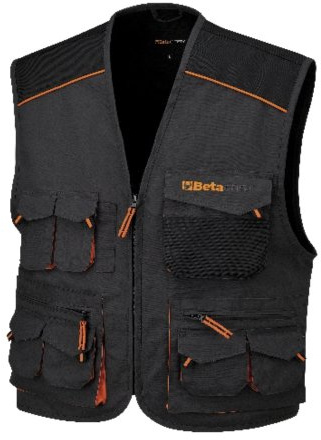 BETA Tools Gilet Easy Canvas Grigio TG.XL 260g con Inserti Antiabrasione in Oxford Poliestere