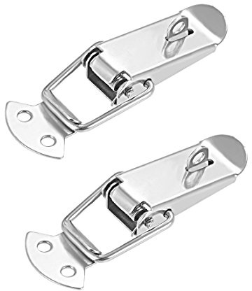 sourcing map Spring Loaded Toggle Latches, 90mm Length Stainless Steel 201 Hasps Clamps for Case Box Trunk Catches, Pack of 2 (with Lock Hole)