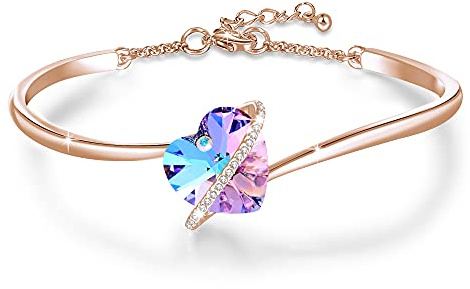 GEORGE · SMITH Rose Gold Bracelet for Women,Adjustable Charm Purple Crystal Womens Bracelets for Mum Best Friends Girlfriend Wife Gift with Exquisite Jewelry Box