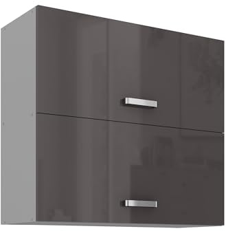 Kuechen-preisbombe Küchen Hängeschrank 80 Hochglanz Grau Küchenzeile Küchenblock Küche Grey Bianca