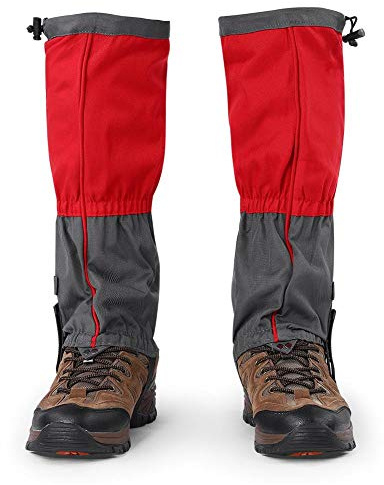 Dilwe 1 Pair Outdoor Leg Gaiters Waterproof Windproof Snow Boot Gaiters for Hiking, Walking, Hiking, Camping, Climbing, Hunting, Fishing(Red)