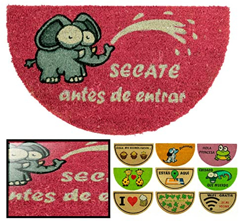 LucaHome - Felpudo de Coco Natural 70x40 con Base Antideslizante, Divertido Secate Antes de Entrar, Absorbente para Puerta Exterior o Pasillo