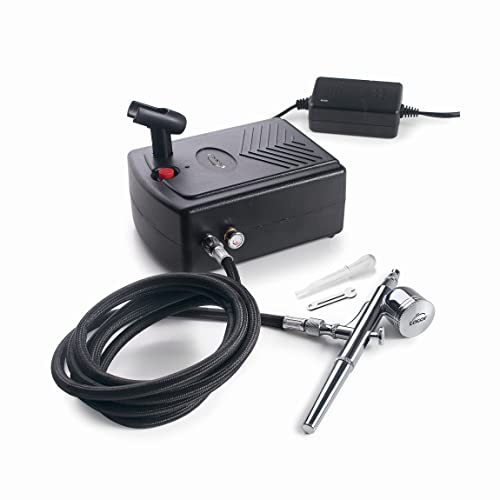 LACOR 69450 Airbrush-Kompressor für Gebäck, mit Aufbewahrungsbox, 20 W, 0-2 bar, 0-10 l/min, Rostfreier Edelstahl