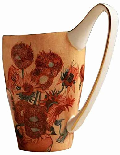 YBKTEX Bone China Teacup, 16oz- Van Gogh's Paintings(Sunflower)