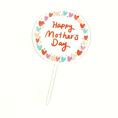 Acrylic Cake Topper Happy Mother's Day Mom Hearts Round Cake Decoration Idea