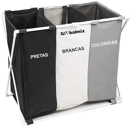 Cesto para Ropa Sucia, Bolsas para La Colada, Plegable, con 3 Compartimiento Organizador Lavandería, Cocina, Dormitorio, Clasificador, Contenedor, Lavado Cesta Tela