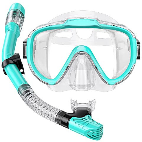 Seovediary Snorkel Set Adults Snorkeling Gear Anti-Fog Panoramic View Swim Mask Dry Top Snorkel Kit with Carry Bag for Snorkeling Scuba Diving Swimming Travel