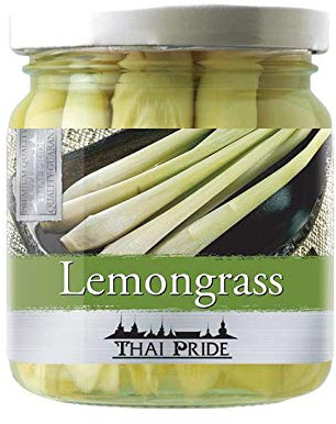 Hierba limón lemongrass en salmuera 175 g en frasco de cristal, aroma cítrico para currys, sopas y woks, cocina tailandesa y asiática, sin gluten