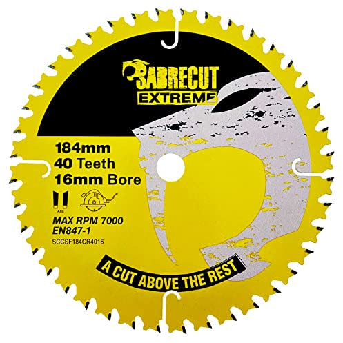 1 x SCCSF184CR4016 SabreCut 184mm 40T x 16mm Bore Circular Saw Blade