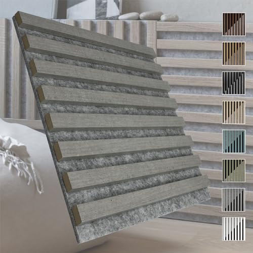 MARBET DESIGN Akustikpaneele Akustikquadrate 40x40cm Wandverkleidung Holz - (1 Paneel, grau - Beton) Holzpaneele modern Holzwand schwarze Platte