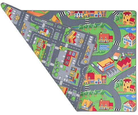 Pergamon Straßenteppich Beidseitig Kinder Spielteppiche für Kinderzimmer und Spielzimmer