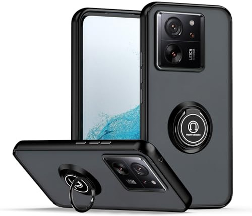 XINYEXIN Funda para Xiaomi 13T / Xiaomi 13T Pro, Funda con Soporte de Anillo, TPU + PC Translúcido Anti- Arañazos Carcasa Protectora Antigolpes Case Cover - Negro